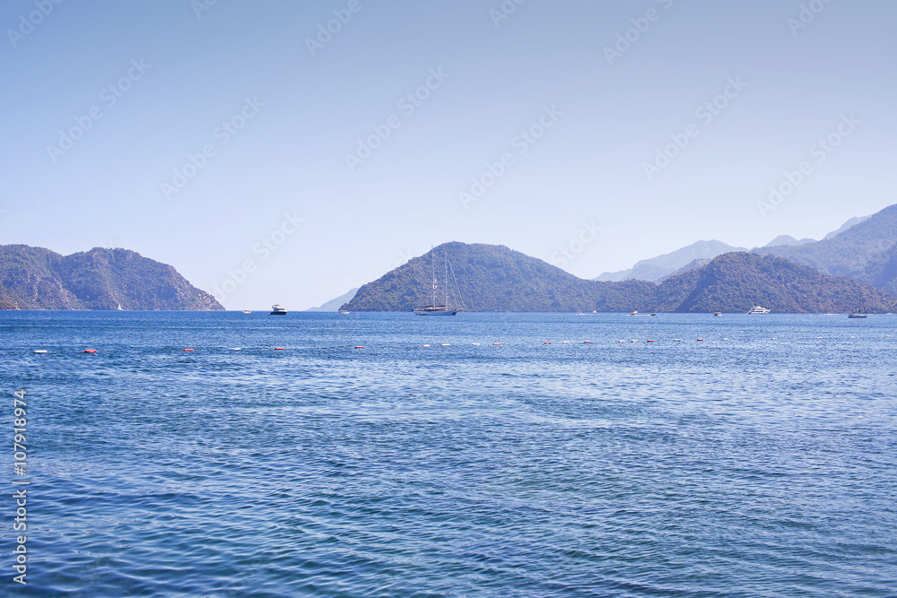Boats in a calm bay. Aegean Sea. Turkey Boats in a calm bay. Aegean Sea. Turkey