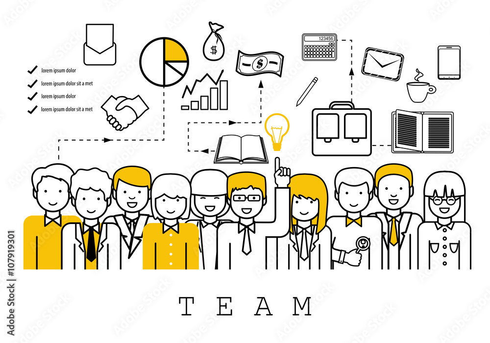 Business People Team-On White Background-Vector Illustration, Graphic Design.Business Concept And Content For Web,Websites,Magazine Page,Print,Presentation Templates And Promotional Materials