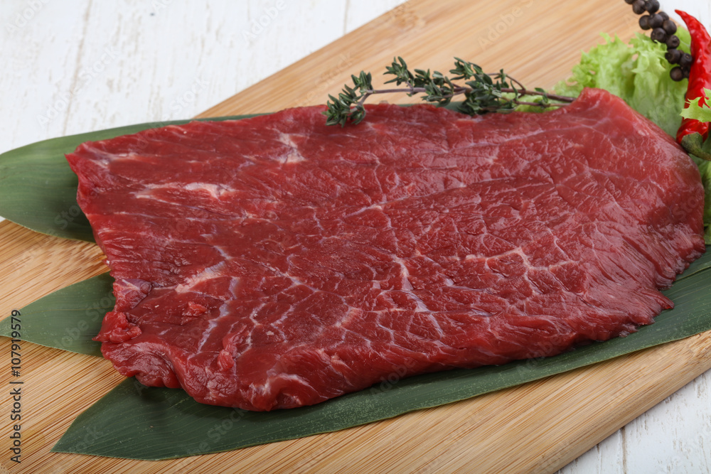 Raw beef steak