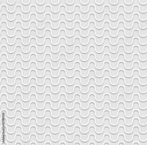Seamless white background, wavy lines, embossed surface, 3D effect, vector illustration