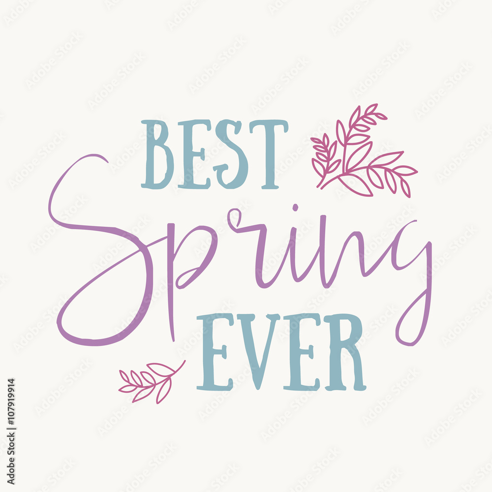 Spring is in the air- hand drawn inspiration quote. Spring Vector watercolor typography design element. Spring Air Brush lettering quote. Spring quote poster. Housewarming vector hand lettering 