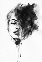 Leinwandbilder Aquarell Gesicht Woman face. Fashion  illustration  © Anna Ismagilova