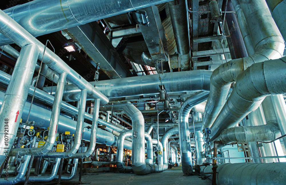 Industrial zone, Steel pipelines and valves Industrial zone, Steel pipelines and valves