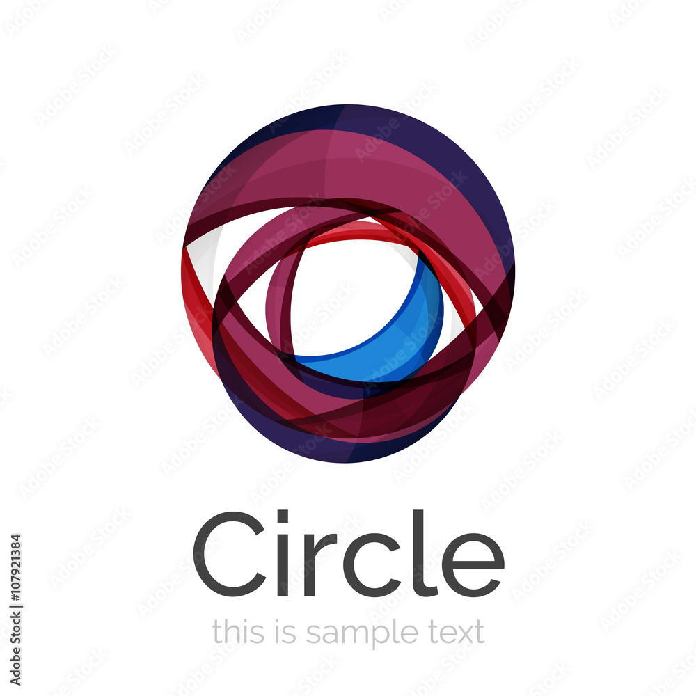 Circle logo. Transparent overlapping swirl shapes. Modern clean business icon Circle logo. Transparent overlapping swirl shapes. Modern clean business icon