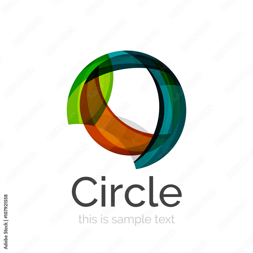 Circle logo. Transparent overlapping swirl shapes. Modern clean business icon Circle logo. Transparent overlapping swirl shapes. Modern clean business icon