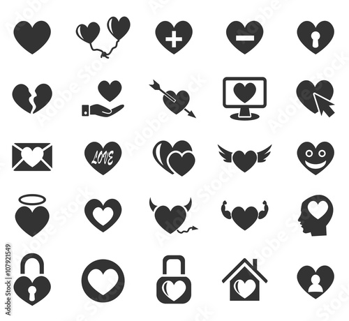 heart love icon set