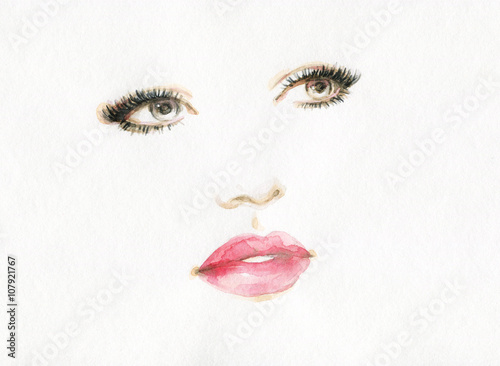 beautiful woman face. colorful makeup . abstract watercolor. fashion illustration