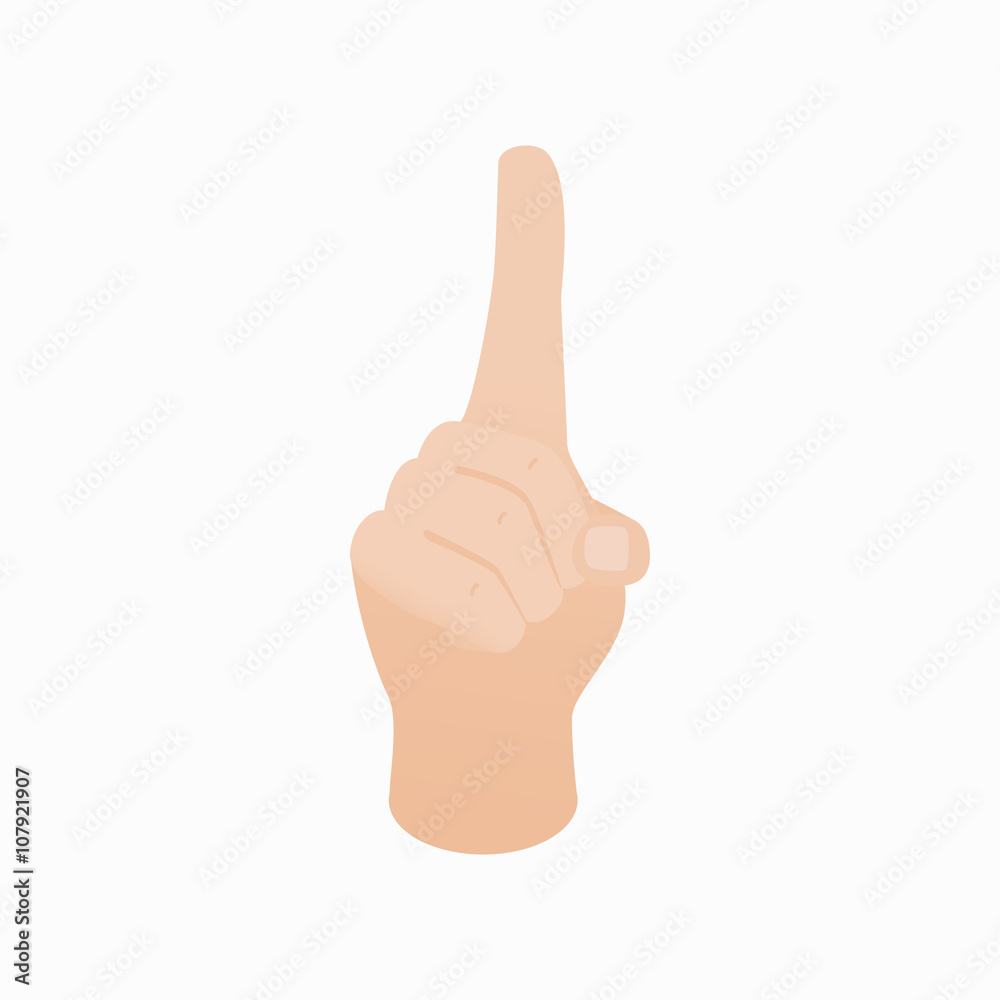 Forefinger up gesture icon, isometric 3d style Forefinger up gesture icon, isometric 3d style