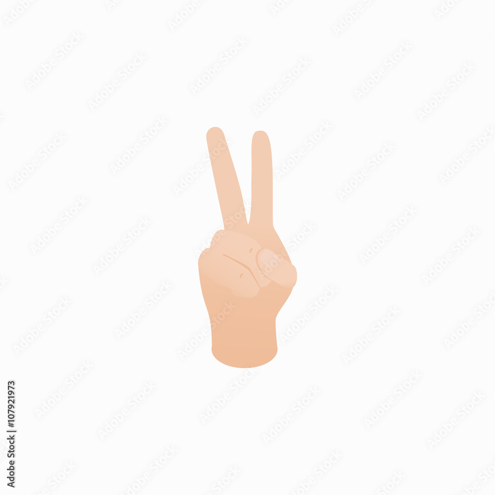 Hand showing number two icon, isometric 3d style Hand showing number two icon, isometric 3d style