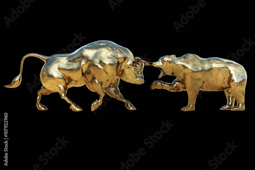 bear and bull fighting  stock exchange concept