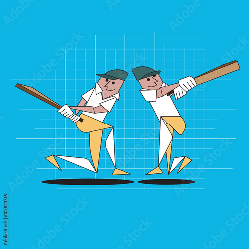 Cricket player with  batsman< vector illustration