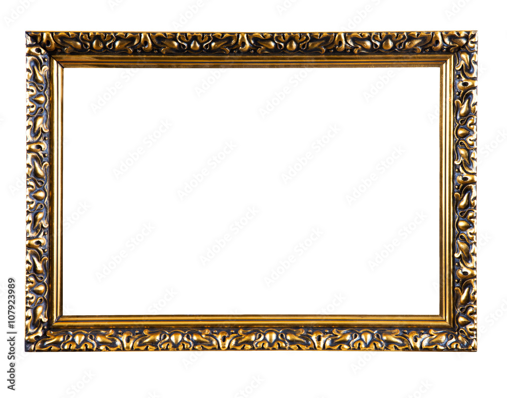 golden decorative frame isolated on white