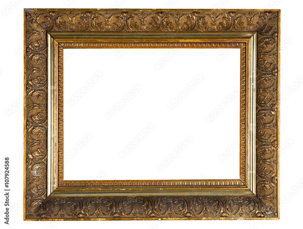 golden decorative frame isolated on white golden decorative frame isolated on white