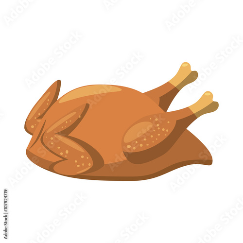 Fried chicken or turkey icon, cartoon style