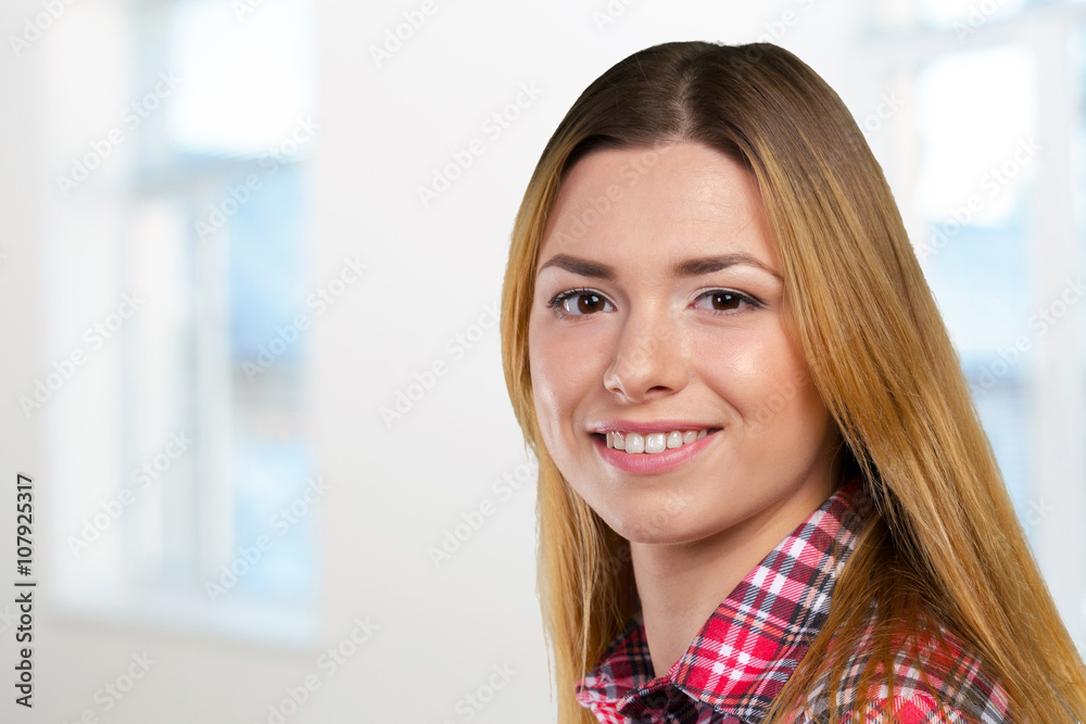 Portrait of happy smiling young beautiful woman Portrait of happy smiling young beautiful woman