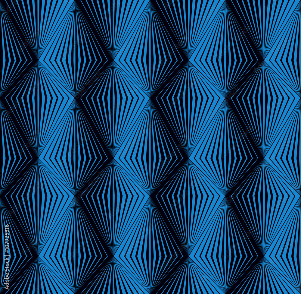 Vector op art pattern of blue rhombuses. Seamless geometric background ...
