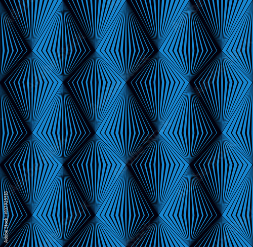 Vector op art pattern of blue rhombuses. Seamless geometric background design. Simple to edit, without gradient. © yorinworks
