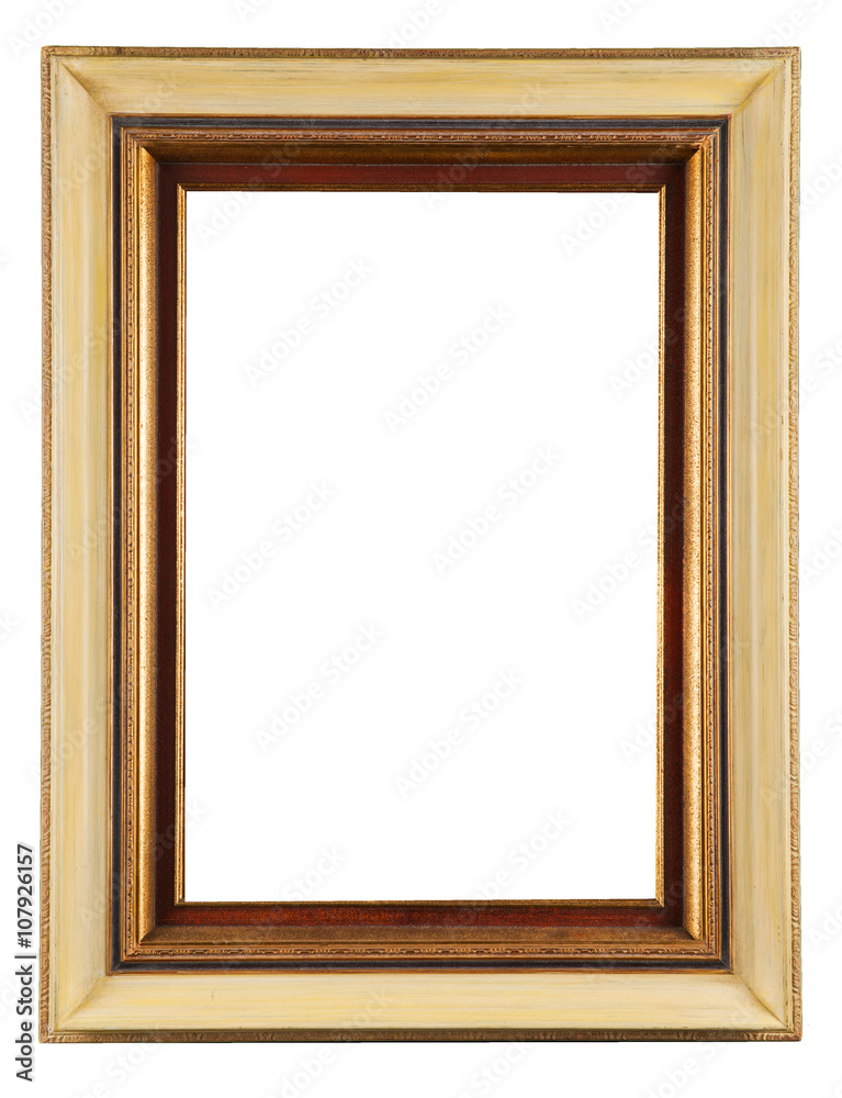 wooden decorative frame for painting isolated on white 