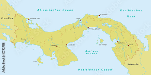 Karte von Panama - Orange  detailliert 