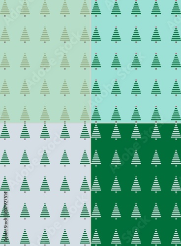 Green Christmas tree forest seamless pattern