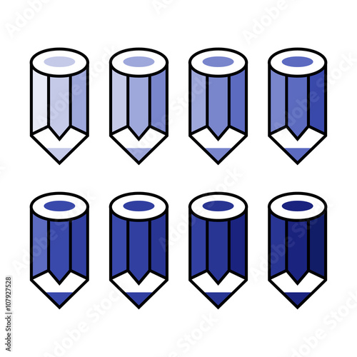 Shades of blue colored pencils