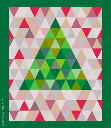 Triangulation Christmas tree on a colorful background