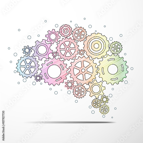 Abstract brain gear colorful background