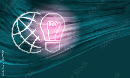 Colored vector background with abstract pattern and globe and bu