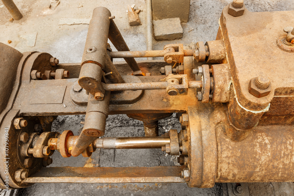 Industrial pipe valves Control system in the old steel mill Industrial pipe valves Control system in the old steel mill