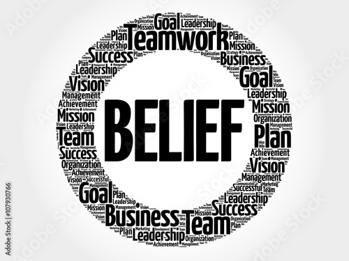 BELIEF circle word cloud, business concept