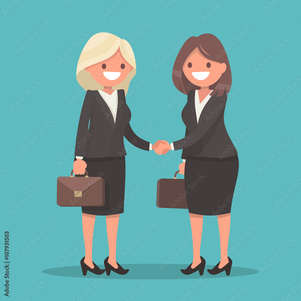 Handshake of two business women. Vector illustration Handshake of two business women. Vector illustration
