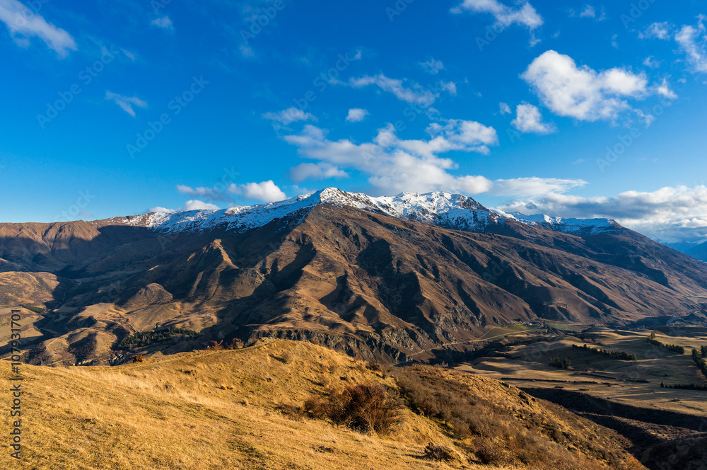 Epic mountain valley landscape. Aerial view