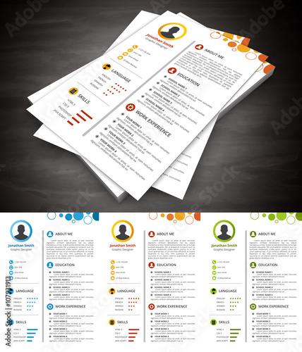 Resume.File contains text editable AI, EPS10,JPEG and free font link.