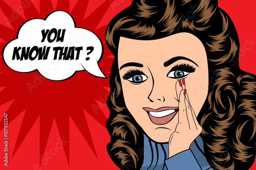 Pop Art illustration of girl with the speech bubble.Pop Art girl