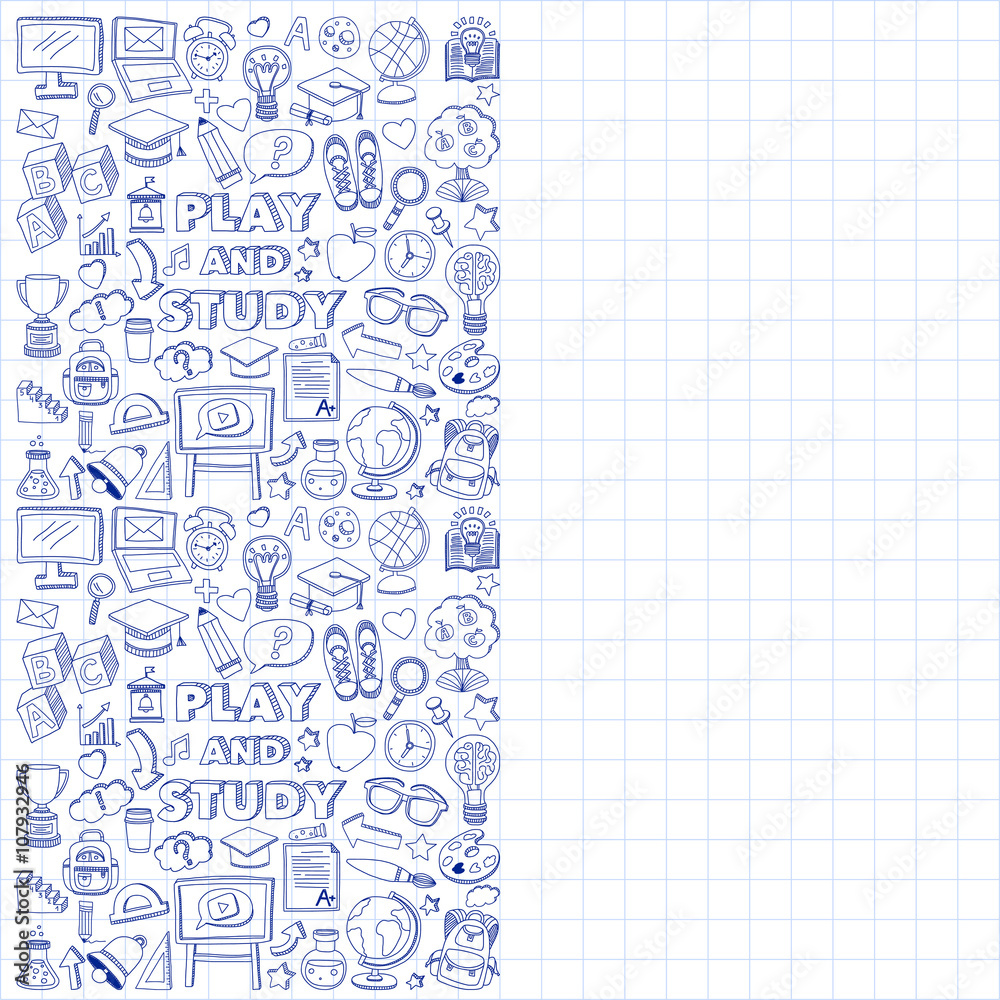 Back to School doodle set. Linear icons Back to School doodle set. Linear icons