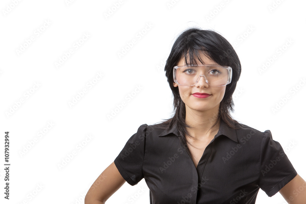 wearing protective goggles wearing protective goggles