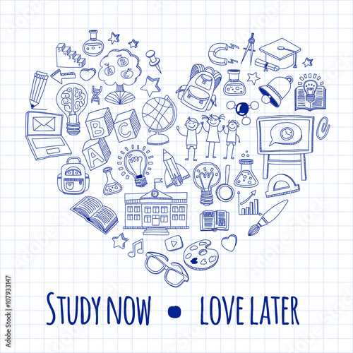 Wallpaper Mural Back to School doodle set. Linear icons Torontodigital.ca