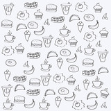 Vector food hand drawn icons. Eps 10
