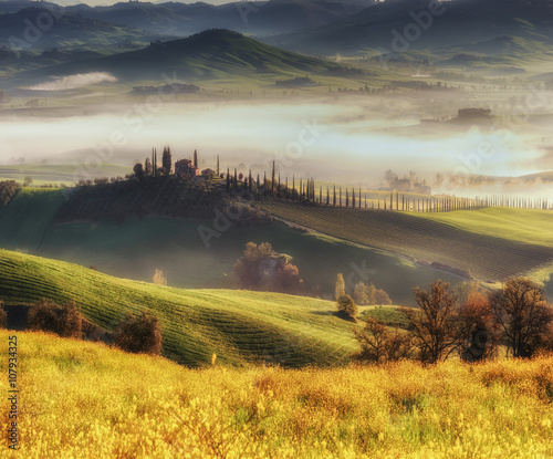 Magical morning in unknown places Tuscany.