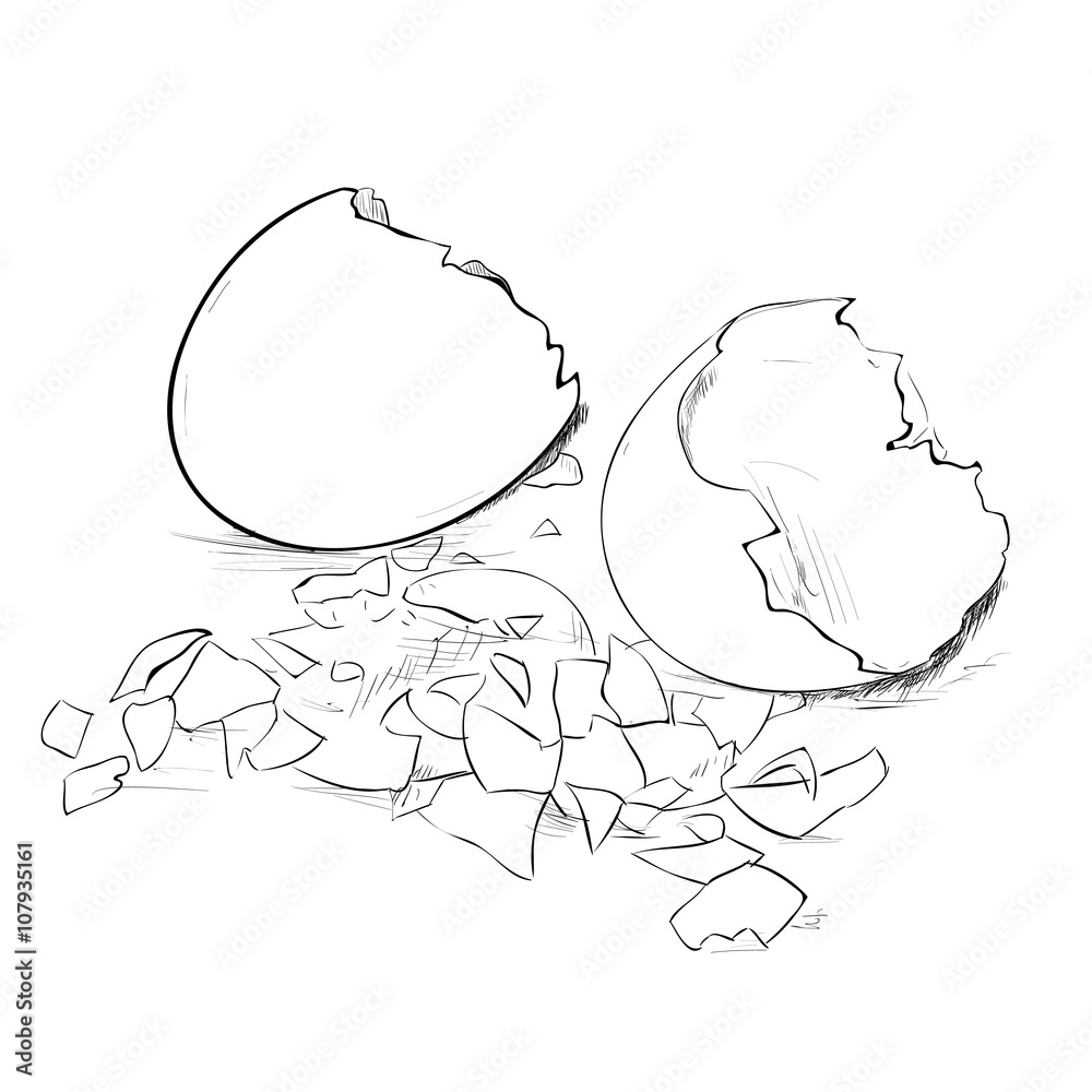 Vector sketch of broken eggs and eggshell Stock Vector | Adobe Stock