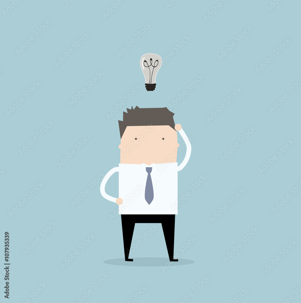 Thinking businessman. Searching for new ideas. No idea right now. Business concept illustration. Thinking businessman. Searching for new ideas. No idea right now. Business concept illustration.