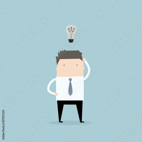 Thinking businessman. Searching for new ideas. No idea right now. Business concept illustration.