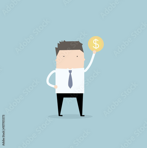 Businessman get the money. Coin in hand. Business concept.