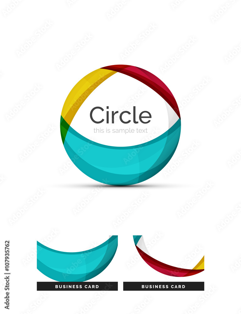 Circle logo. Transparent overlapping swirl shapes. Modern clean business icon