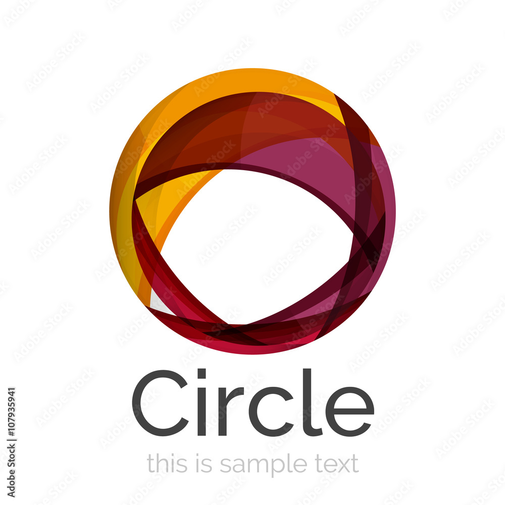 Circle logo. Transparent overlapping swirl shapes. Modern clean business icon Circle logo. Transparent overlapping swirl shapes. Modern clean business icon