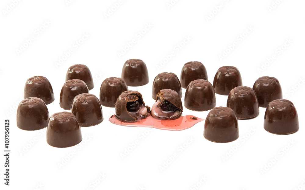 chocolate candy with cherry isolated chocolate candy with cherry isolated