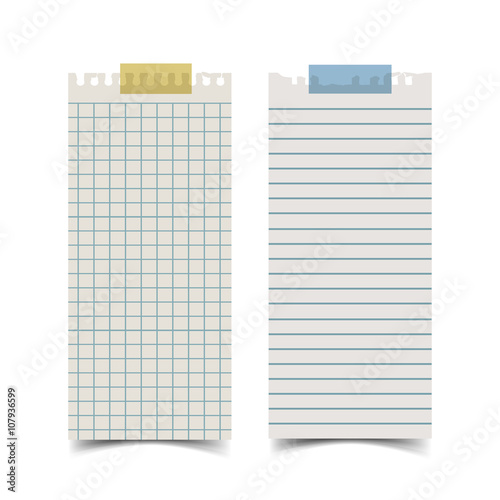 Long rectangle shape blank old notepaper and for note something. Vector paper banner. 