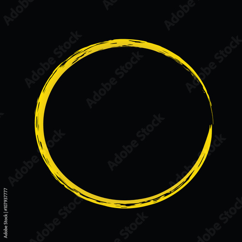 Yellow Chinese brush draw the symbol of Zen on black