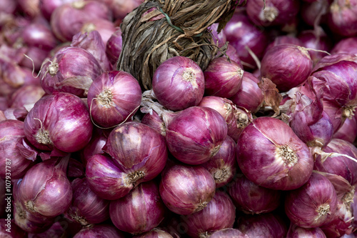 heap  of Shallots in the market