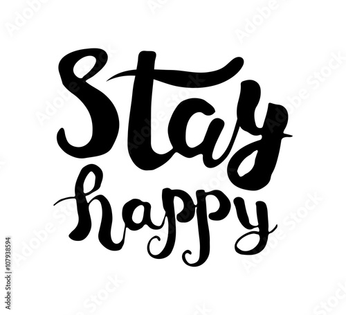 Black and white insulated hand lettering poster stencil. Be happy. Vector